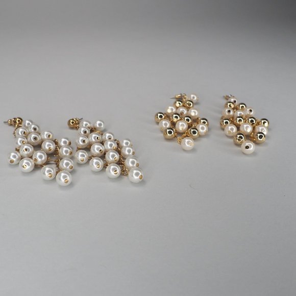 Vintage Gold & Pearl Chandelier Earrings - Picture 3 of 8